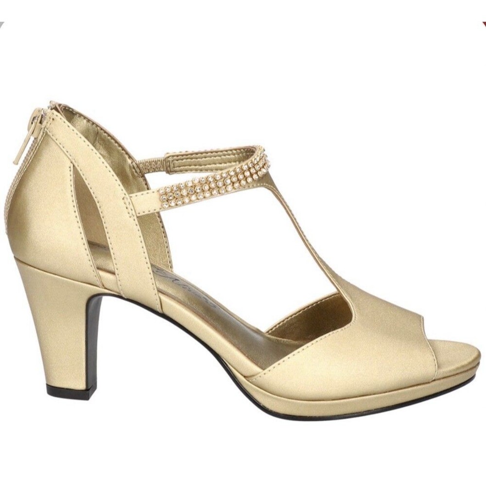 Easy Street Women's Flash Pumps Gold Satin - 10 Wide